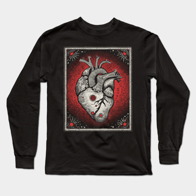 Cosmic Pulse Anatomical Heart Long Sleeve T-Shirt by TuncGK
