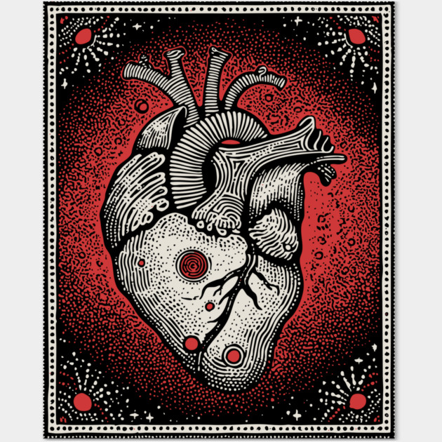 Cosmic Pulse Anatomical Heart Wall Art by TuncGK