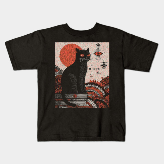 Arcane Guardian Black Cat Kids T-Shirt by TuncGK
