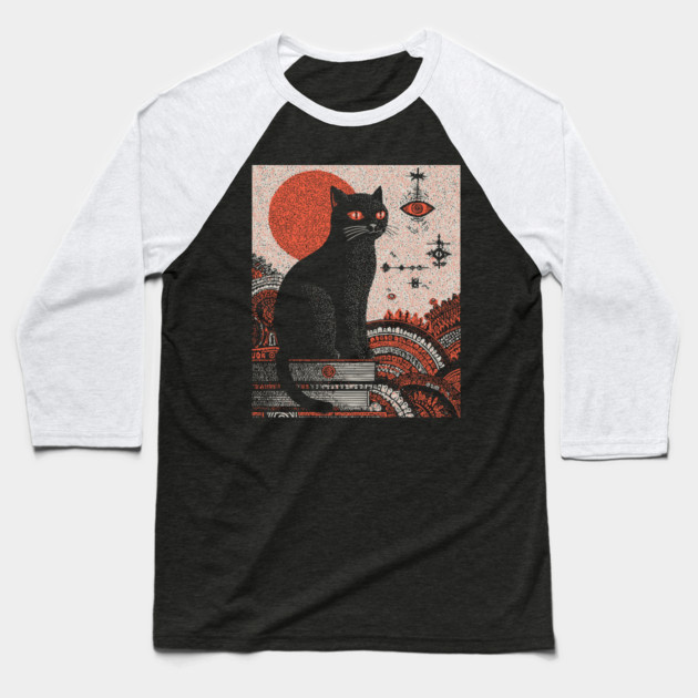 Arcane Guardian Black Cat Baseball T-Shirt by TuncGK
