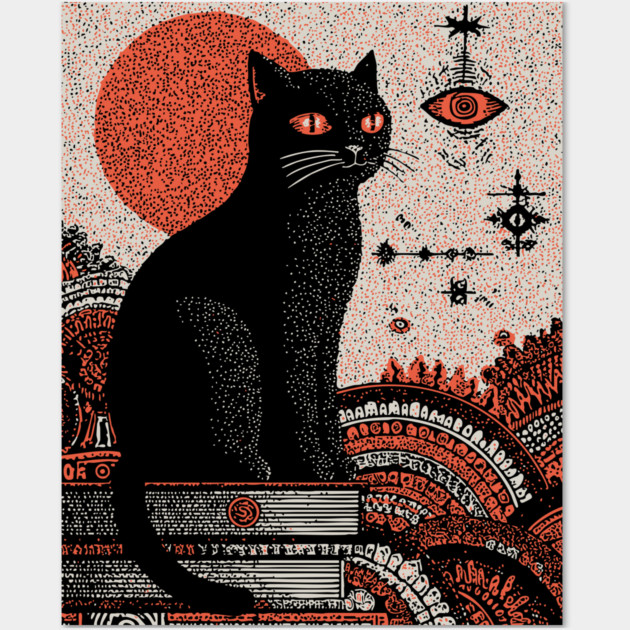 Arcane Guardian Black Cat Wall Art by TuncGK