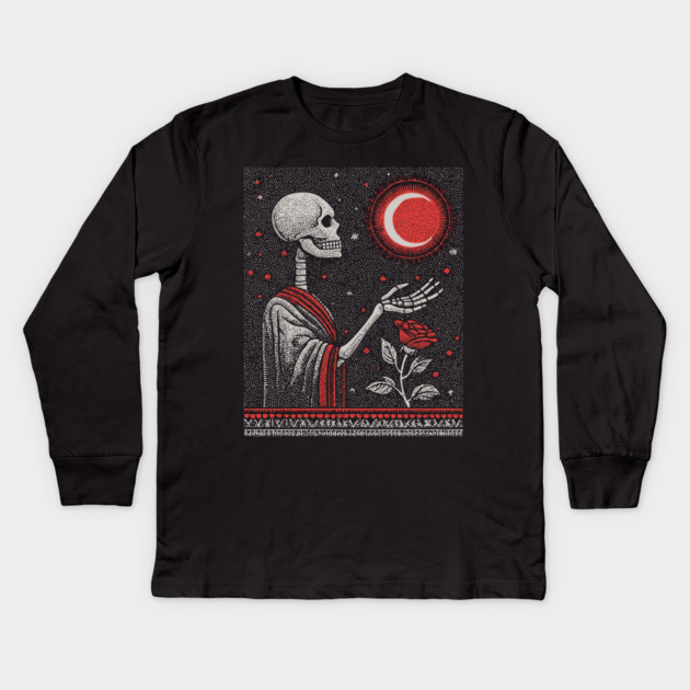 The Last Bloom Skeleton Kids Long Sleeve T-Shirt by TuncGK