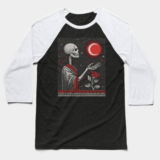 The Last Bloom Skeleton Baseball T-Shirt by TuncGK