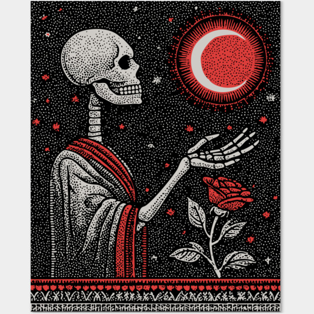 The Last Bloom Skeleton Wall Art by TuncGK