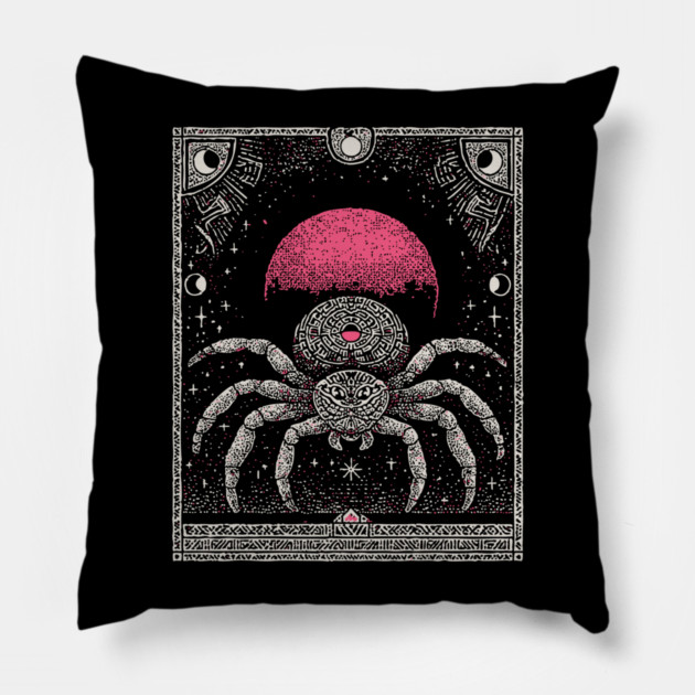 Gothic Spider - Mystical Weaver of Fate Pillow by TuncGK