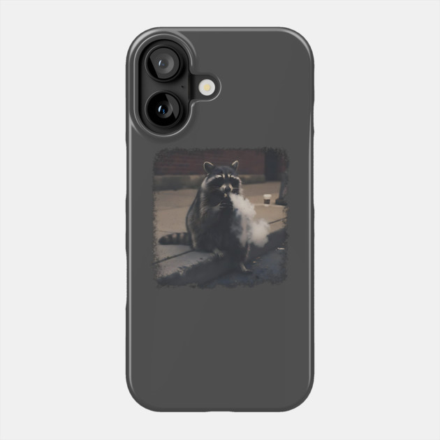 Vaping Street Cat, Raccoon sitting on curb Phone Case by Luxinda