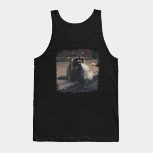 Vaping Street Cat, Raccoon sitting on curb Tank Top