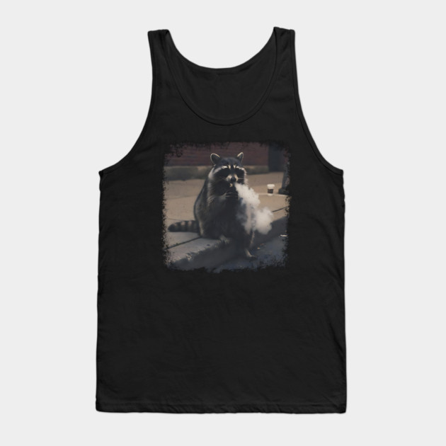 Vaping Street Cat, Raccoon sitting on curb Tank Top by Luxinda
