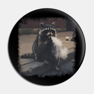Vaping Street Cat, Raccoon sitting on curb Pin