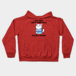 What I Require From My Morning Coffee Sarcastic Cat Kids Hoodie
