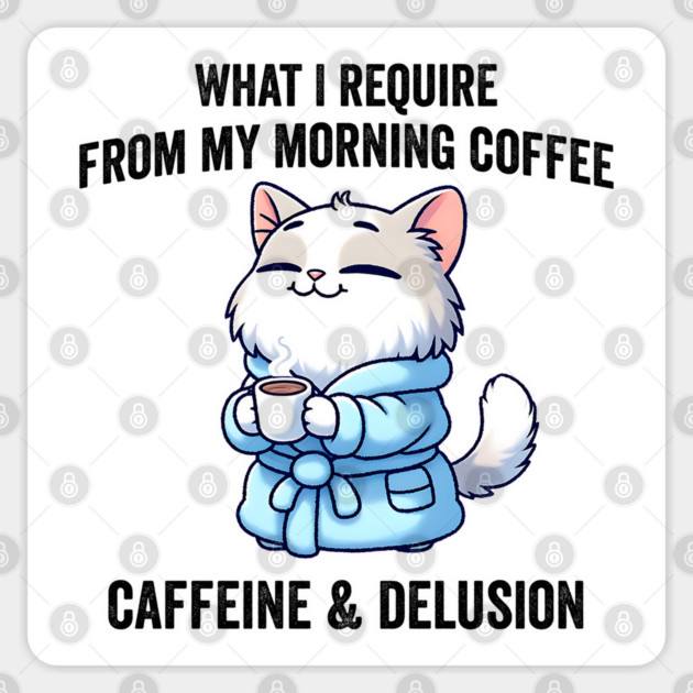 What I Require From My Morning Coffee Sarcastic Cat Sticker by Luxinda