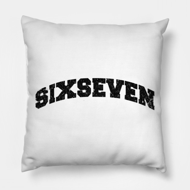 Six Seven, Fun Collegiate Look, 6 7 Meme Pillow by Luxinda