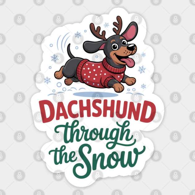 Funny Dachshund Through The Snow Christmas Sticker by JessArty