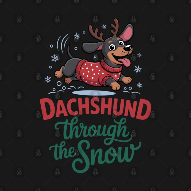 Funny Dachshund Through The Snow Christmas by JessArty