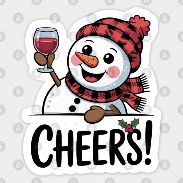 Cheers Snowman – Funny Christmas Joyful Holiday Spirit Sticker by JessArty