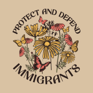 Abolish ICE Retro Immigrant Rights Butterfly Chinga La Migra Anti Trump Anti Fascism Protest Mexico Pride T-Shirt