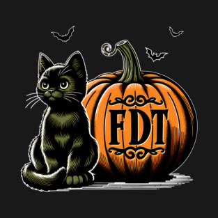 FDT Anti Trump Retro Halloween Black Cat Witchy Feminist Political Gothic Aesthetic Democrat T-Shirt
