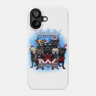 Heavy Metal Christmas Dogs with Chains and Bows Phone Case