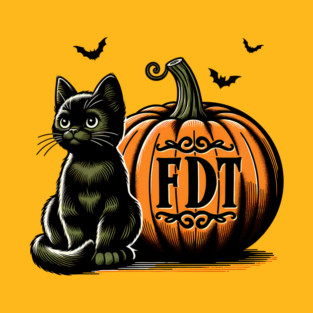 FDT Anti Trump Retro Halloween Black Cat Witchy Feminist Political Gothic Aesthetic Democrat Light T-Shirt