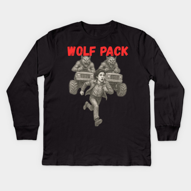 Wolf Pack Monster Trucks Kids Long Sleeve T-Shirt by Jim and Them