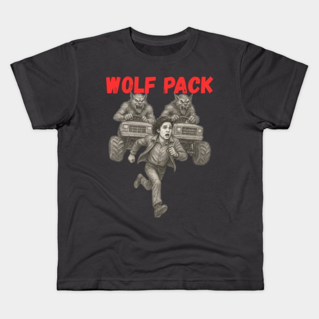 Wolf Pack Monster Trucks Kids T-Shirt by Jim and Them