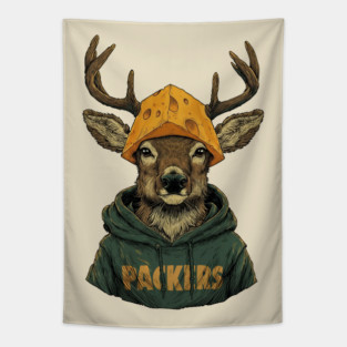 Green Bay Packers Cheesehead Mascot Cheerleading Funny Football Fan M8886 Tapestry