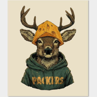 Green Bay Packers Cheesehead Mascot Cheerleading Funny Football Fan M8886 Posters and Art