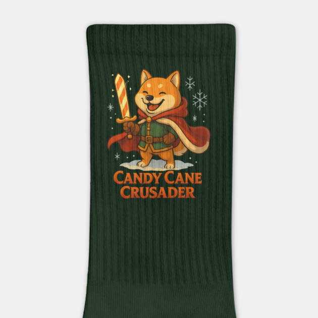 Candy Cane Crusader Shiba Inu Christmas Tee – Cute Holiday Warrior Dog Shirt – Festive RPG Aesthetic Gift by Anne Lee