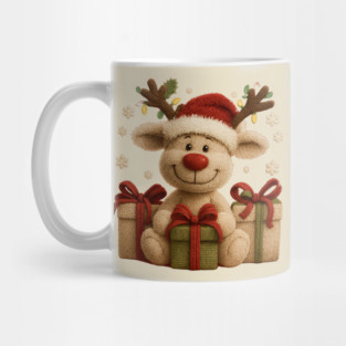 Funny Reindeer with Santa Hat Mug