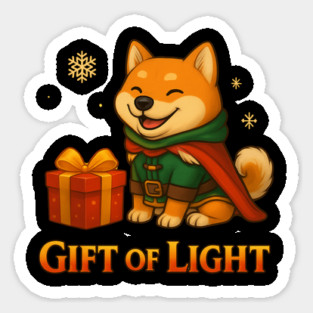Gift of Light – Cute Shiba Adventurer Christmas Fantasy Design Sticker