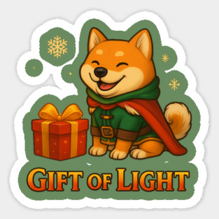 Gift of Light – Cute Shiba Adventurer Christmas Fantasy Design Magnet