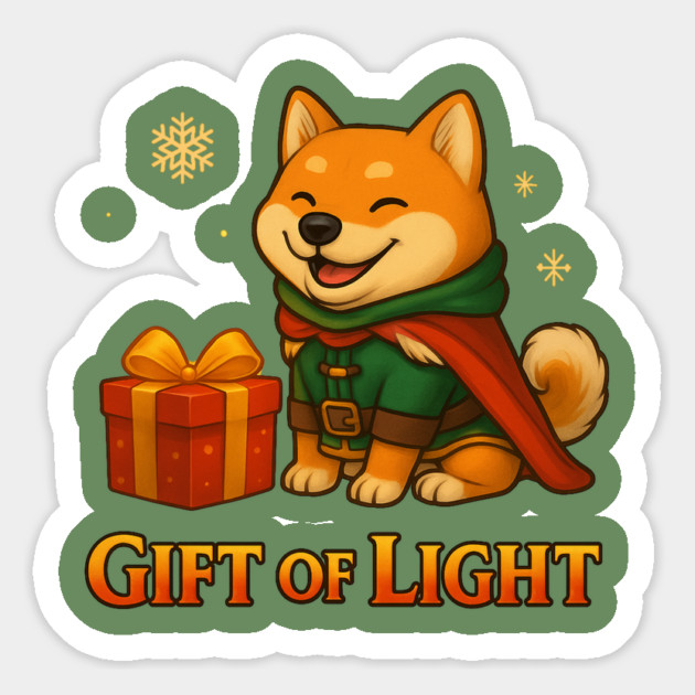 Gift of Light – Cute Shiba Adventurer Christmas Fantasy Design Magnet by Anne Lee