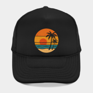Summer Vacation Sunset Beach Palm Tree for Men and Women Hat