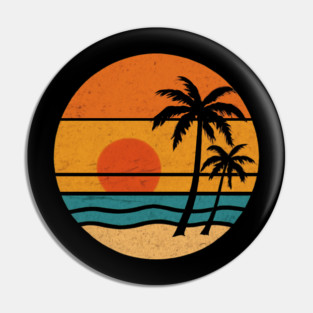 Summer Vacation Sunset Beach Palm Tree for Men and Women Pin