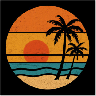 Summer Vacation Sunset Beach Palm Tree for Men and Women Posters and Art