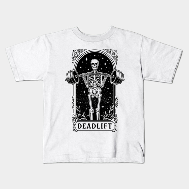 Deadlift Skeleton Gym Kids T-Shirt by enrynz