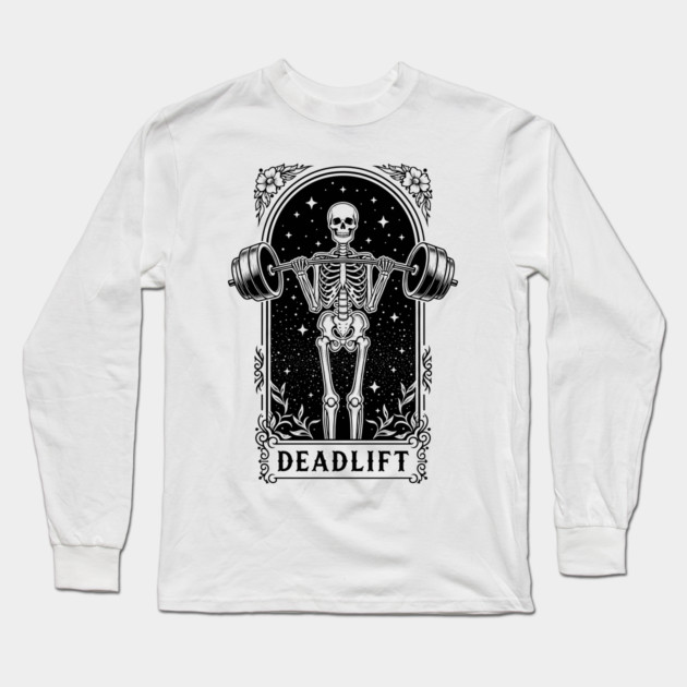 Deadlift Skeleton Gym Long Sleeve T-Shirt by enrynz