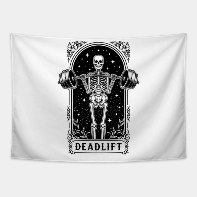 Deadlift Skeleton Gym Tapestry by enrynz