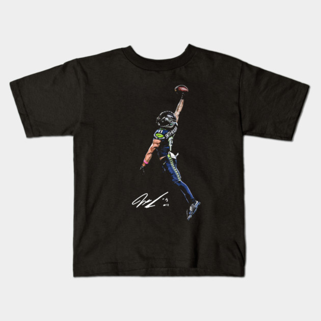 Jaxon Smith-Njigba Posterized Kids T-Shirt by white_snowy_photography