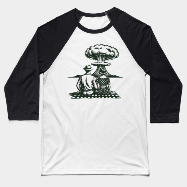 Atomic Picnic – Retro Romance at the End of the World Baseball T-Shirt by Cosmo Gazoo