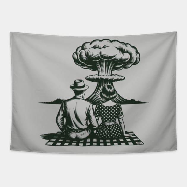 Atomic Picnic – Retro Romance at the End of the World Tapestry by Cosmo Gazoo