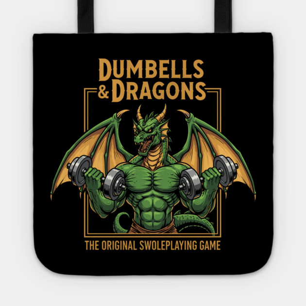 Dumbells and Dragons Tote by enrynz