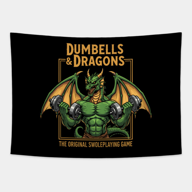 Dumbells and Dragons Tapestry by enrynz