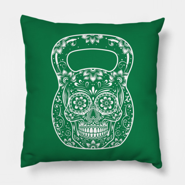 Sugar Skull Fitness Kettlebell Pillow by enrynz