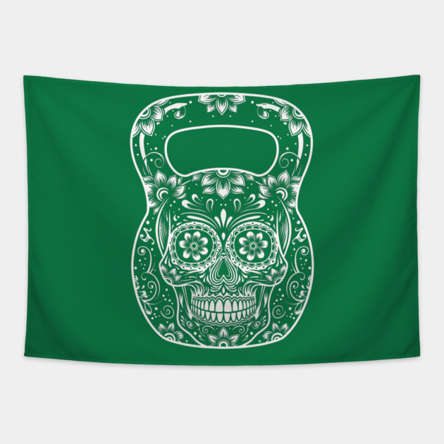 Sugar Skull Fitness Kettlebell Tapestry by enrynz