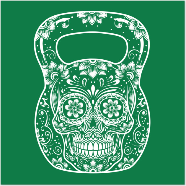 Sugar Skull Fitness Kettlebell Wall Art by enrynz