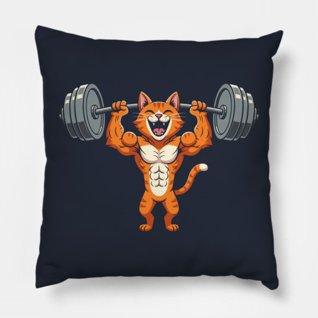 Purrfect Gym Cat Pillow by enrynz