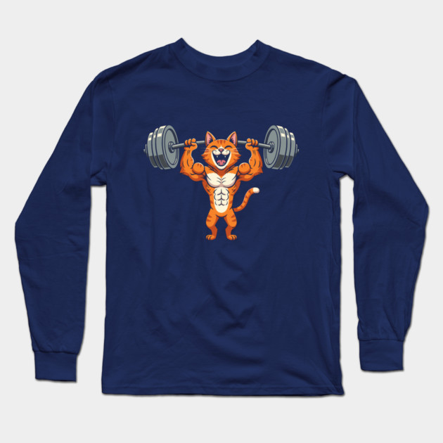 Purrfect Gym Cat Long Sleeve T-Shirt by enrynz