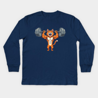 Purrfect Gym Cat Kids Long Sleeve T-Shirt