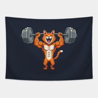 Purrfect Gym Cat Tapestry